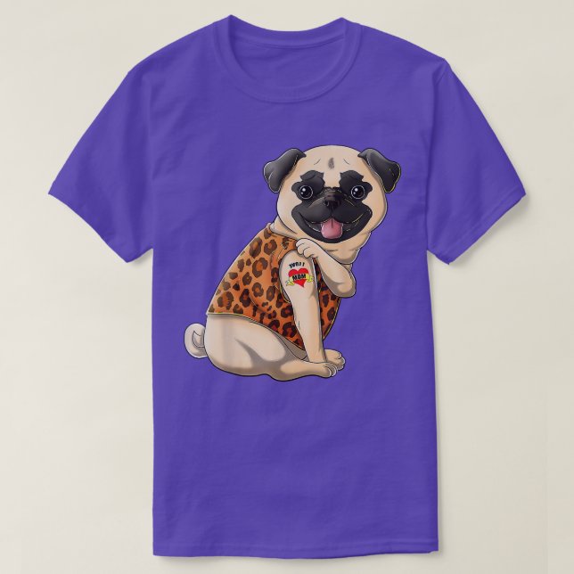 I Love Mum Tattoo Pug Dog Lover Women Gifts Pug Mo T-Shirt (Design Front)