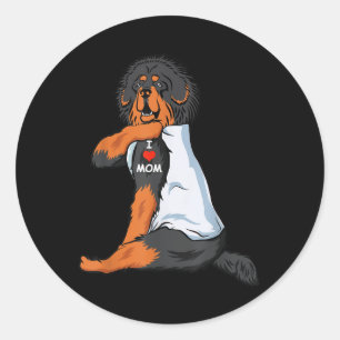 I Love Mum Tattoo Tibetan Mastiff Mum Dog Lover Wo Classic Round Sticker