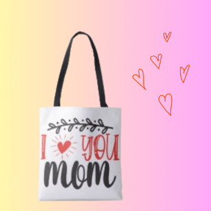 I Love Mum Typography Simple and Chic Tote Bag