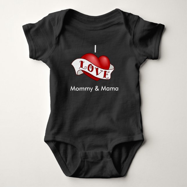 I Love Mummy and Momma Baby Bodysuit (Front)