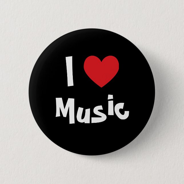 I Love Music 6 Cm Round Badge (Front)