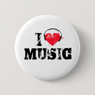 I love music 6 cm round badge
