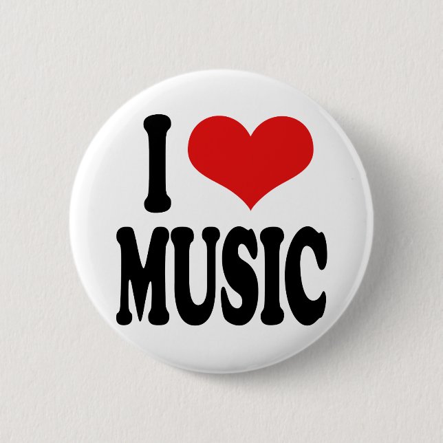 I Love Music 6 Cm Round Badge (Front)