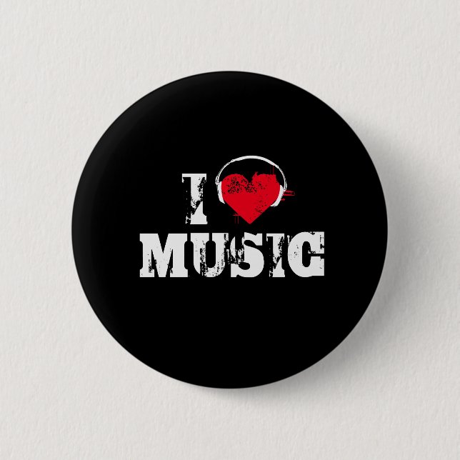 I love music 6 cm round badge (Front)