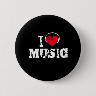 I love music 6 cm round badge