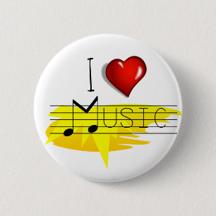 I Love music 6 Cm Round Badge