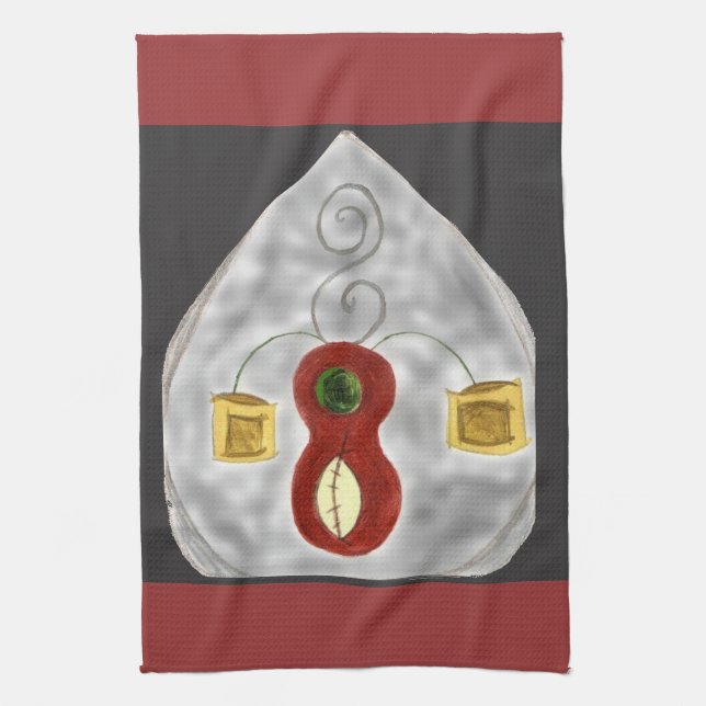 I Love Music Abstract Instruments Kitchen Towel (Vertical)