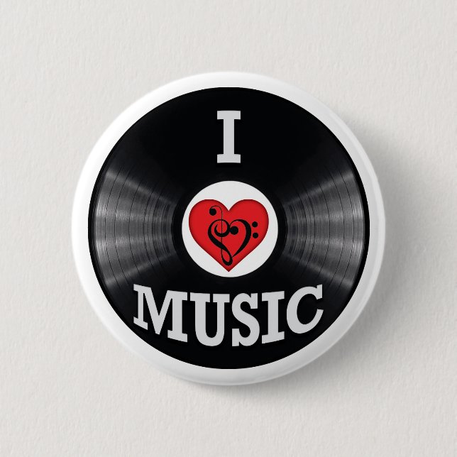 I Love Music Art 6 Cm Round Badge (Front)