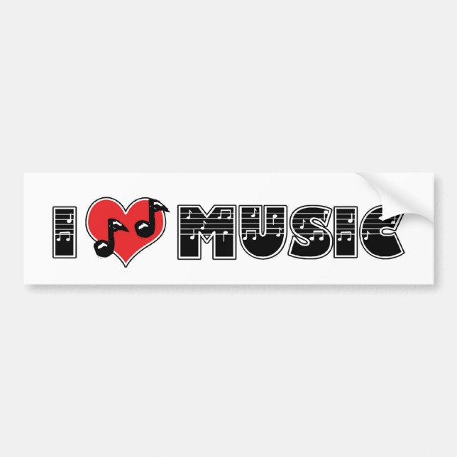 I Love Music Bumper Sticker (Front)
