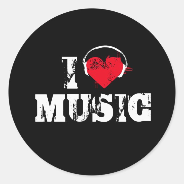 I love music classic round sticker (Front)