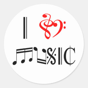 I Love Music Classic Round Sticker
