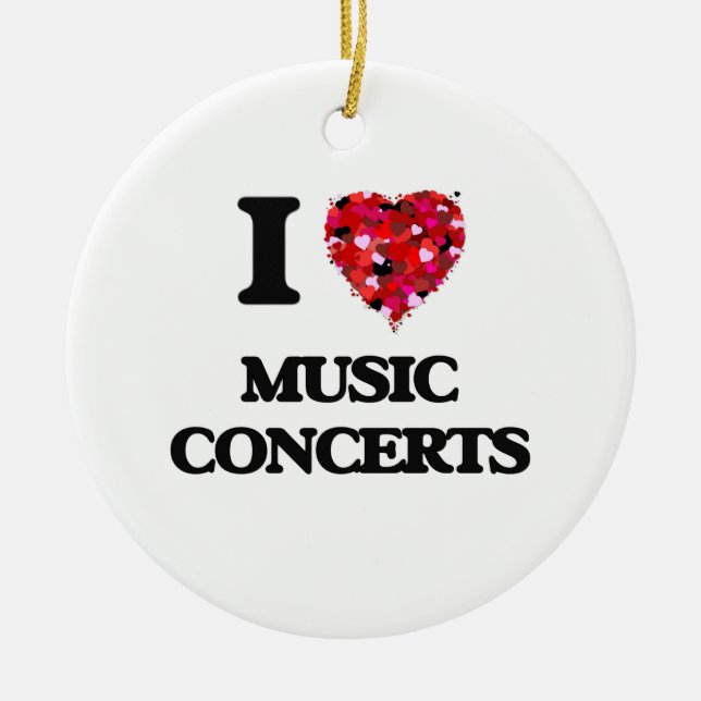I Love Music Concerts Ceramic Tree Decoration (Front)