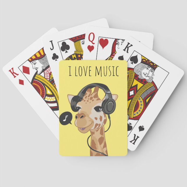 I Love Music Giraffe Playing Cards (Back)
