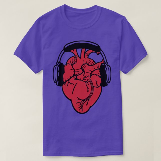 I Love Music Headset Anatomic Heart by Tobe Fonsec T-Shirt (Design Front)