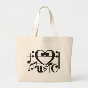 I LOVE MUSIC LARGE TOTE BAG