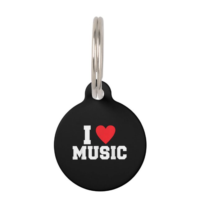 I love Music Lover Pet Tag (Front)