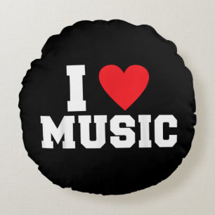 I love Music Lover Round Cushion