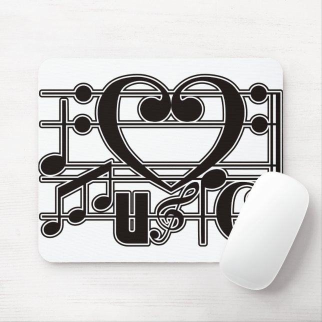 I LOVE MUSIC MOUSE MAT (With Mouse)