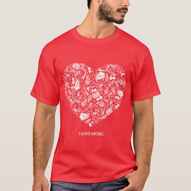 I love Music Musical instruments Hearteacher retro T-Shirt (Front)