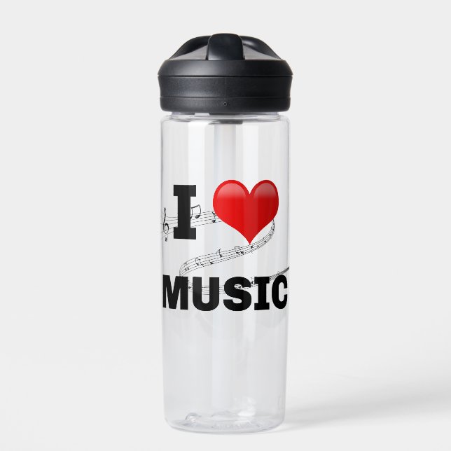 I Love Music, popular design Water Bottle (Front)
