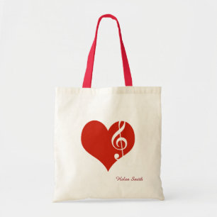 i love music / red heart tote bag