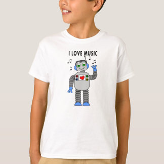 I Love Music Robot T-shirt