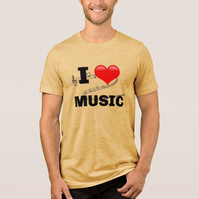I Love Music T-Shirt Tri-Blend Shirt (Front)