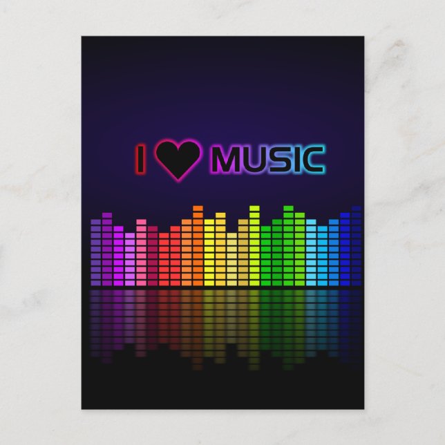 I Love Music with Equilizer Postcard (Front)