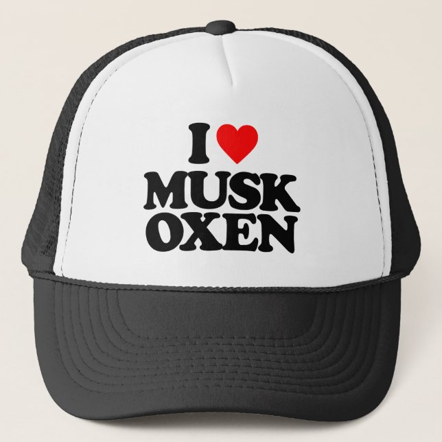 I LOVE MUSK OXEN TRUCKER HAT (Front)