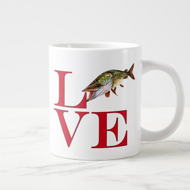 I Love Muskie Large Coffee Mug (Right)