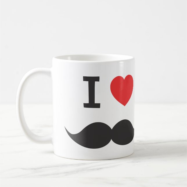 i love mustache coffee mug (Left)