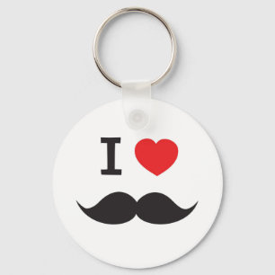 I Love Mustache Key Ring
