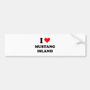 I Love Mustang Island Texas Bumper Sticker