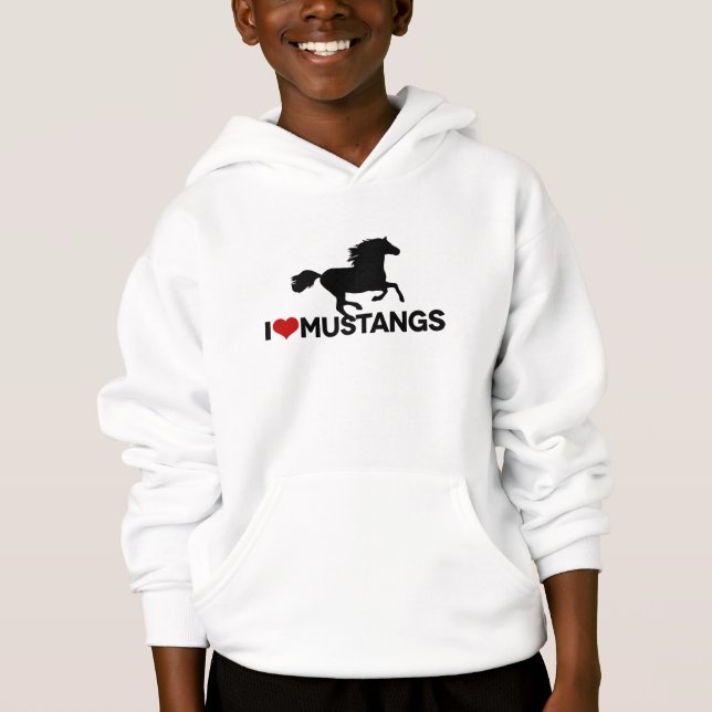I Love Mustangs - Kids Hoodie (Front)