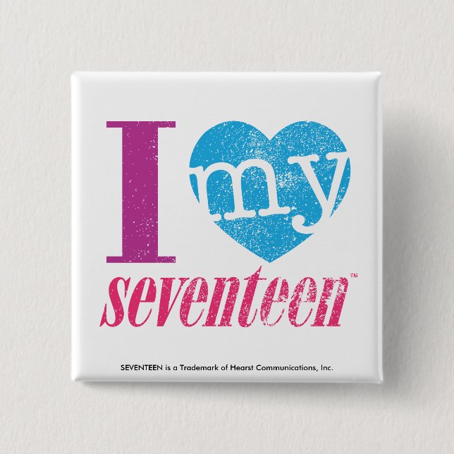 I Love My 17 Aqua 15 Cm Square Badge (Front)