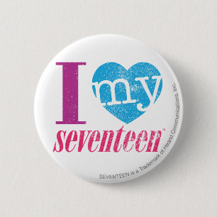 I Love My 17 Aqua 6 Cm Round Badge