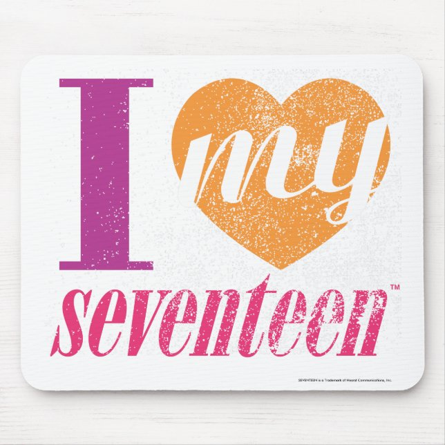I Love My 17 Orange Mouse Mat (Front)
