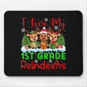 I Love My 1st Grade Reindeers Christmas Teacher St Mouse Mat