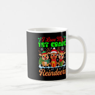 I Love My 1st Grade Reindeers Three Xmas Reindeers Coffee Mug