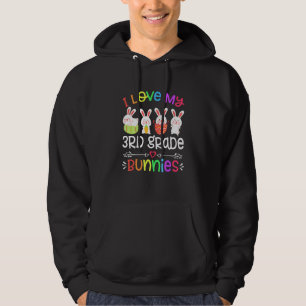 I Love My 3rd Grade Bunnies Rabbit For Teacher Eas Hoodie