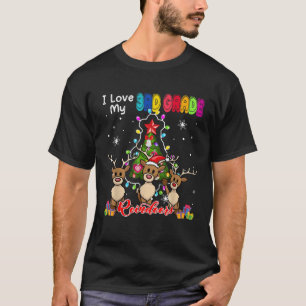 I Love My 3rd Grade Reindeers Christmas Three Sant T-Shirt