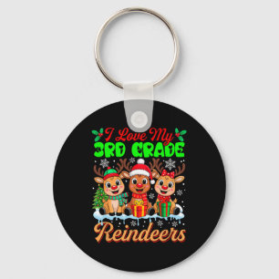 I Love My 3rd Grade Reindeers Three Xmas Reindeers Key Ring