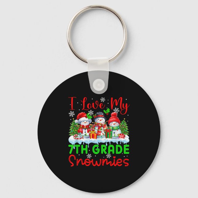 I Love My 7th Grade Snowmies Christmas Teacher Stu Key Ring (Front)