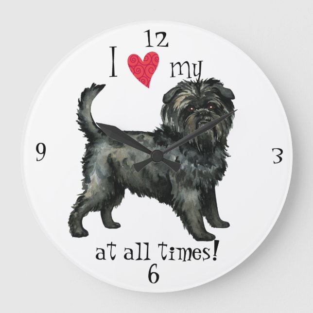 I Love my Affenpinscher Large Clock (Front)