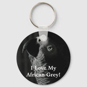 I Love My African Grey! Parrot Keychain