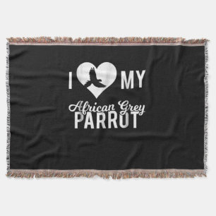 I Love My African Grey Parrot T Throw Blanket