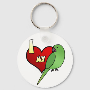I Love my African Ringneck Parakeet Key Ring