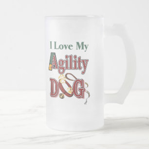 i love my agility dog frosted glass beer mug