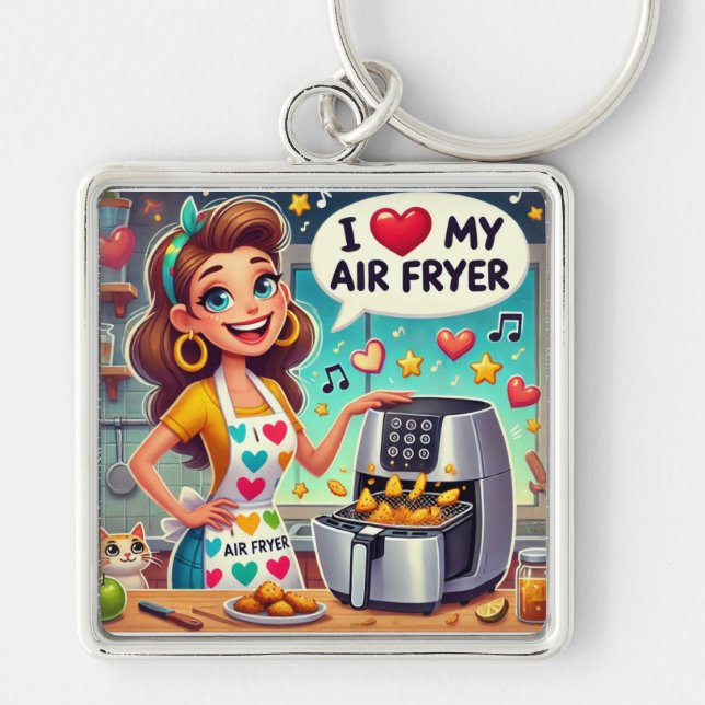  I Love My Air Fryer – Cute Cooking Design Key Ring (Front)