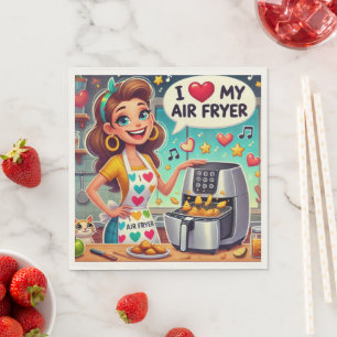  I Love My Air Fryer – Cute Cooking Design Napkin